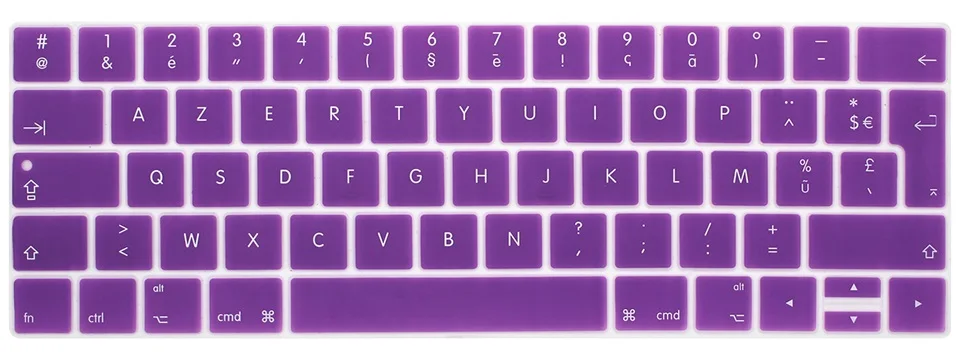 Фиолетовый Clavier AZERTY раскладка силиконовая клавиатура чехол для нового Macbook Pro 13 15 с сенсорной панелью A1706 A1707 A1989 A1990 защита кожи - Цвет: Фиолетовый