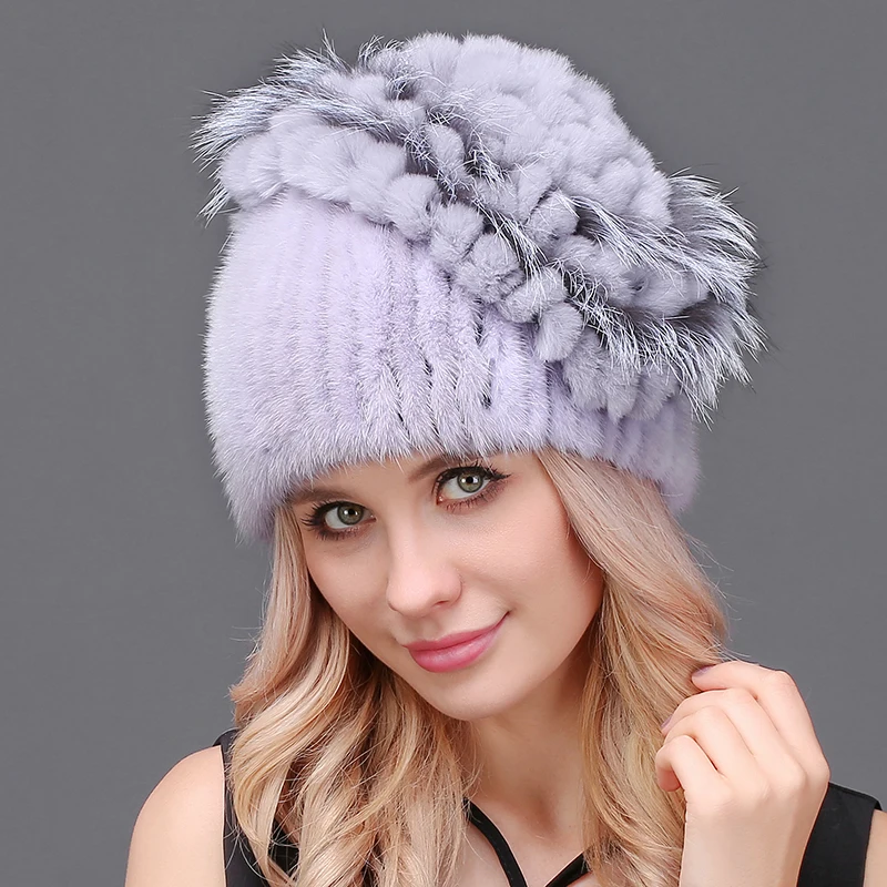 Новинка 2018 шапка из меха норки с роскошным топом кролика Рекс и лисы элегантные