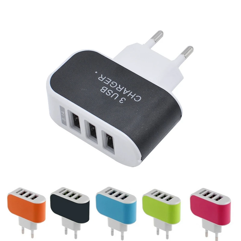 100 PCS 3 USB мобильного Зарядное устройство 3.1A ЕС США светодиодные стены дома S AC Plug