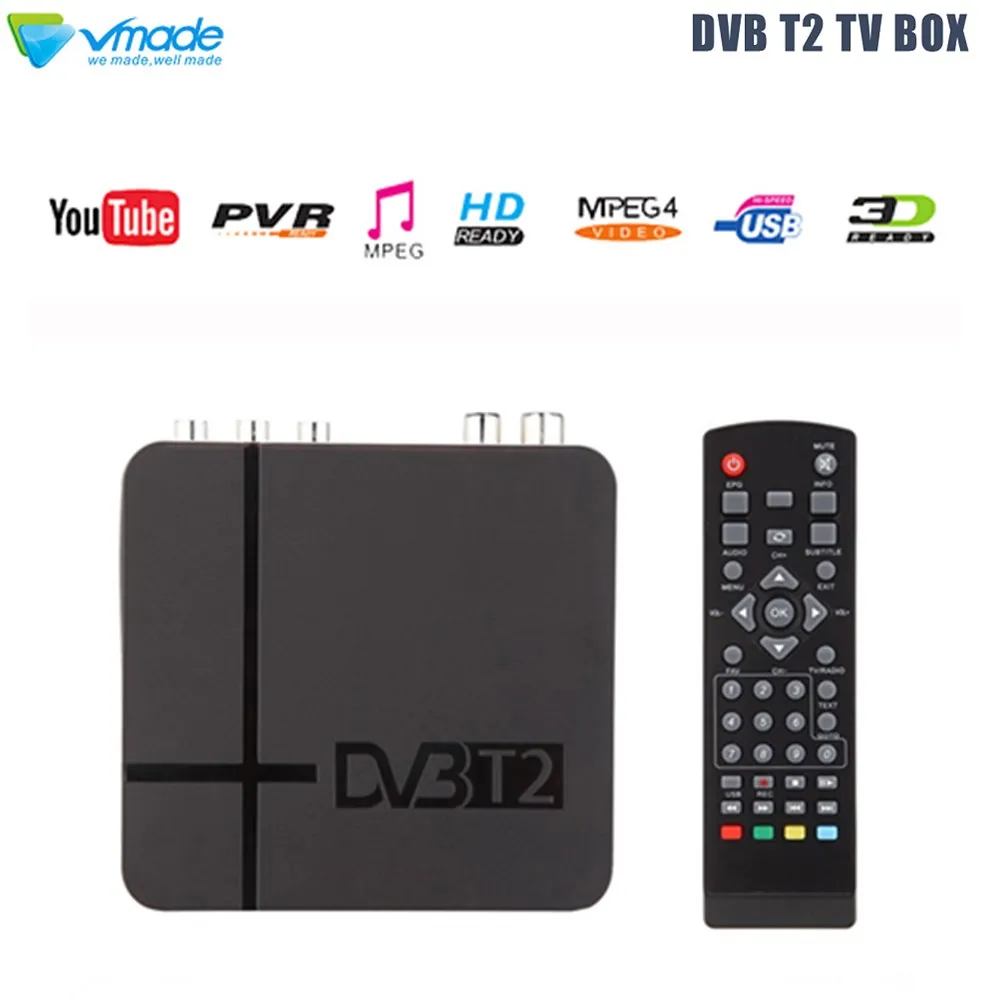 Vmade DVB-T2 DVB-T Full HD 1080P цифровой эфирный приемник Поддержка MPEG-4/2 H.264 Youtube PVR 3D стандартная ТВ приставка