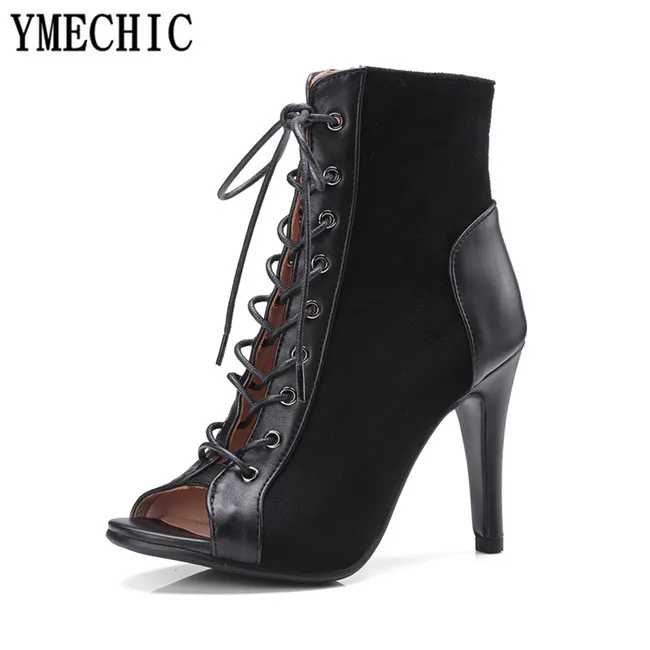 Женские ботильоны на шпильке YMECHIC летние туфли с открытым носком и перекрестными