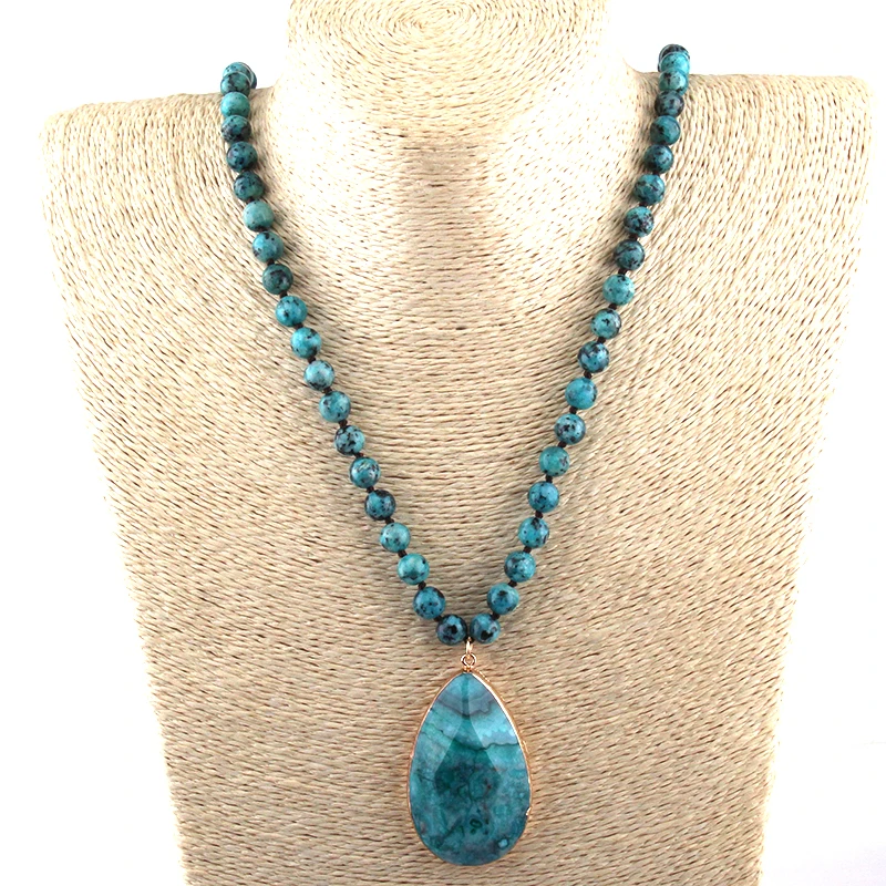Free Shipping Bohemian Jewelry Fashion Stone Knotted Natural Pendant Necklaces For Women | Украшения и аксессуары