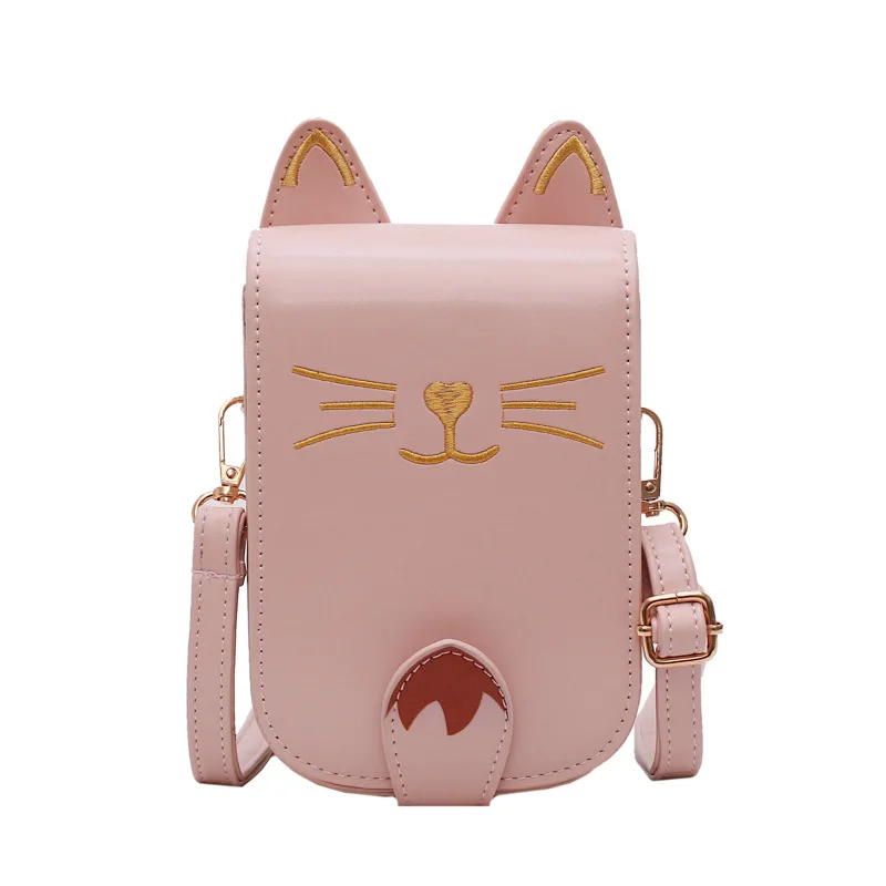 Fashion women Cute Cat Handbag Vintage Shoulder Bags Messenger Bags PU Leather Mini Handbags Cartoon Purse bag