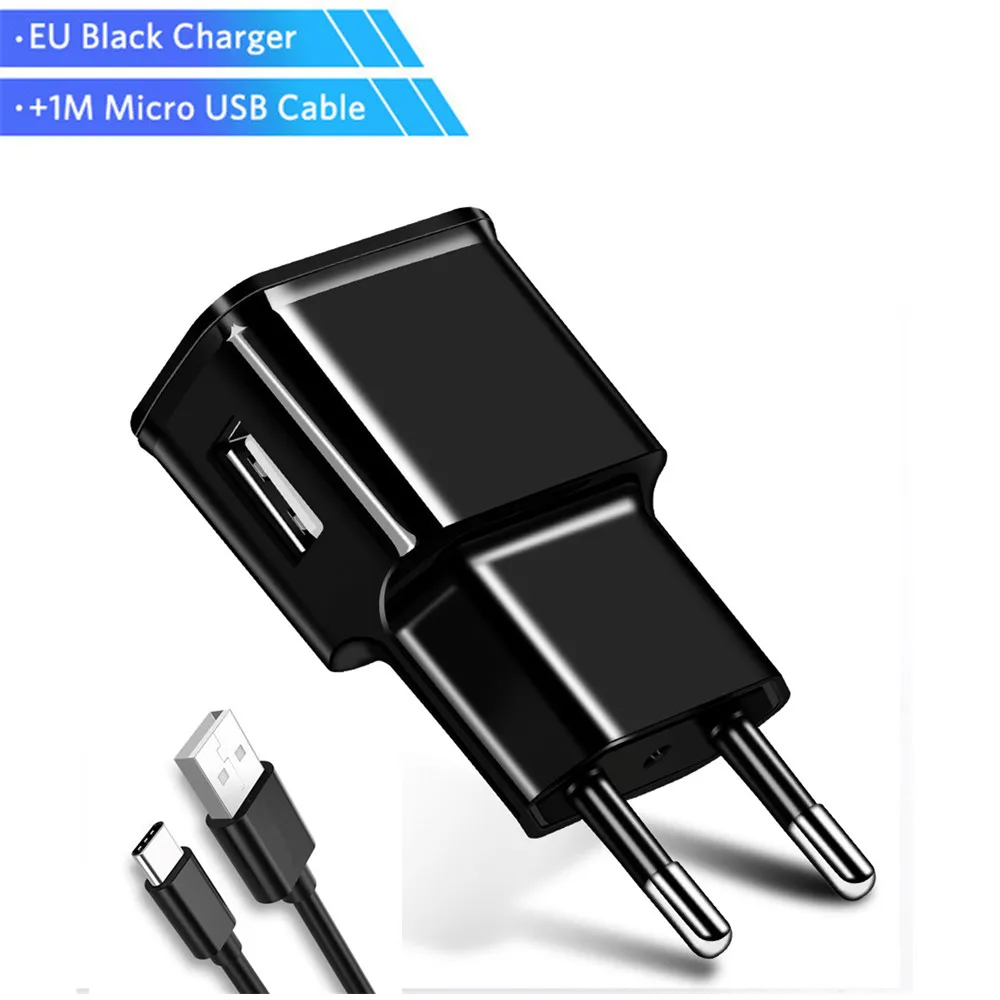 Универсальное USB зарядное устройство для телефона samsung Xiaomi huawei Meizu htc EU вилка для путешествий настенное зарядное устройство адаптер зарядное устройство для мобильного телефона s - Тип штекера: Micro USB Black