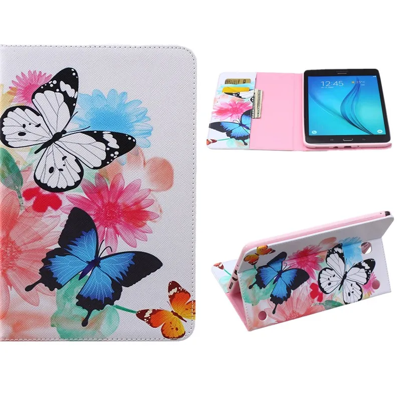 Новые Модные Кожаные чехлы с принтом цветов деревьев бабочек для Samsung Galaxy Tab A 10. 0