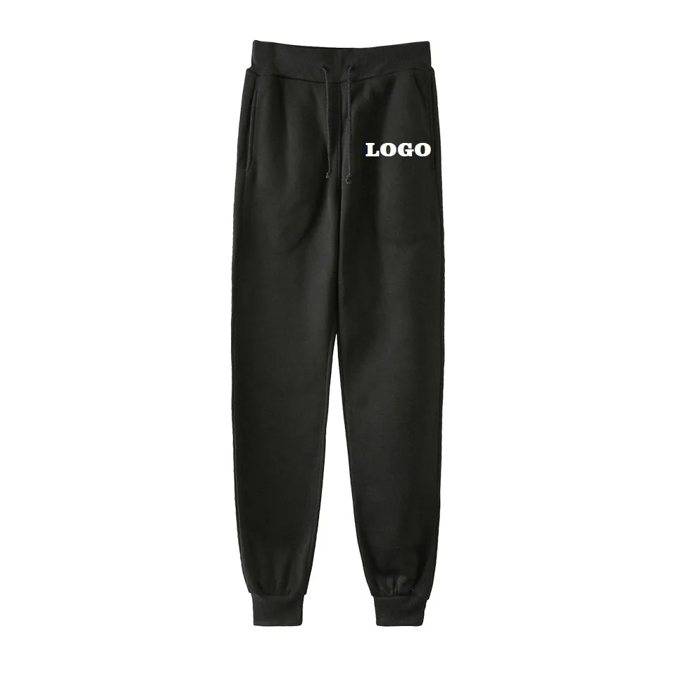 black Custom Logo DropShipping Custom DIY Logo Beam Pants Men Women Kpop Customize Streetwear HIP HOP Sweatpants Fashion Cool Full Trousers - Цвет: black Custom Logo