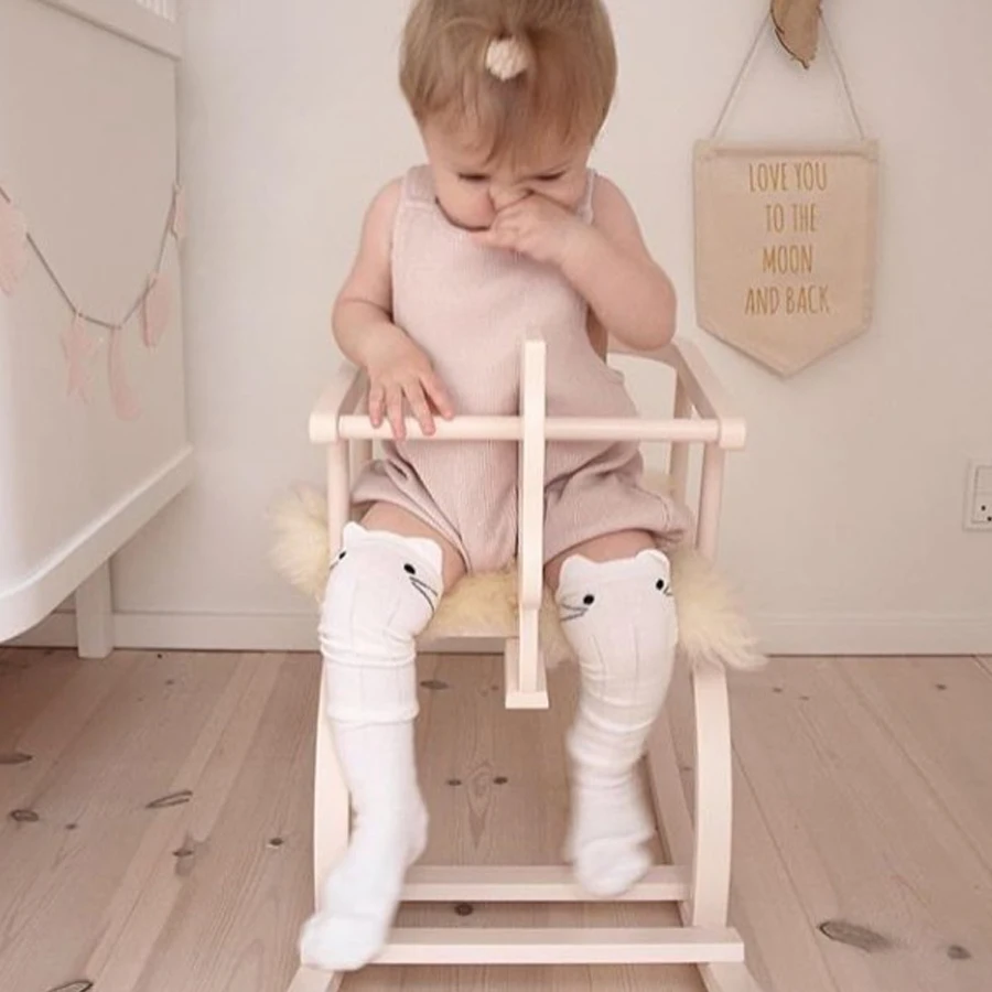 Хлопковые носки для девочек длинные детские гольфы кошка Стиль детское платье