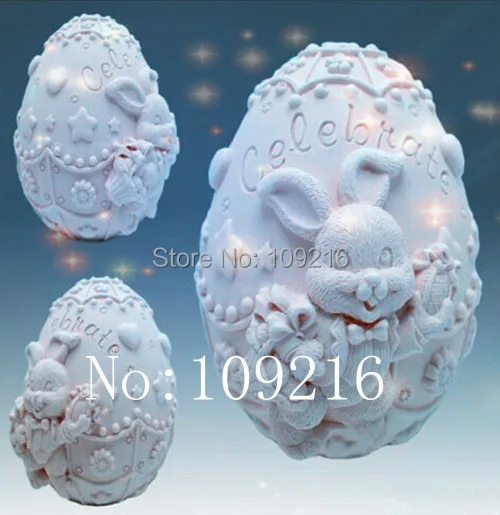 

wholesale!!!1pcs 3D Rabbit Easter Egg (ZX278) Silicone Handmade Soap Mold Crafts DIY Mold