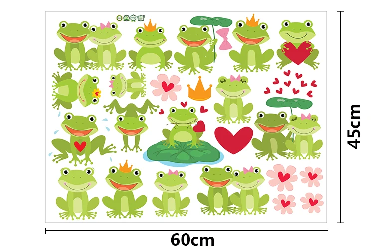 Милый зеленый лягушки Наклейки на стену для Спальня Ванная комната муур детей
