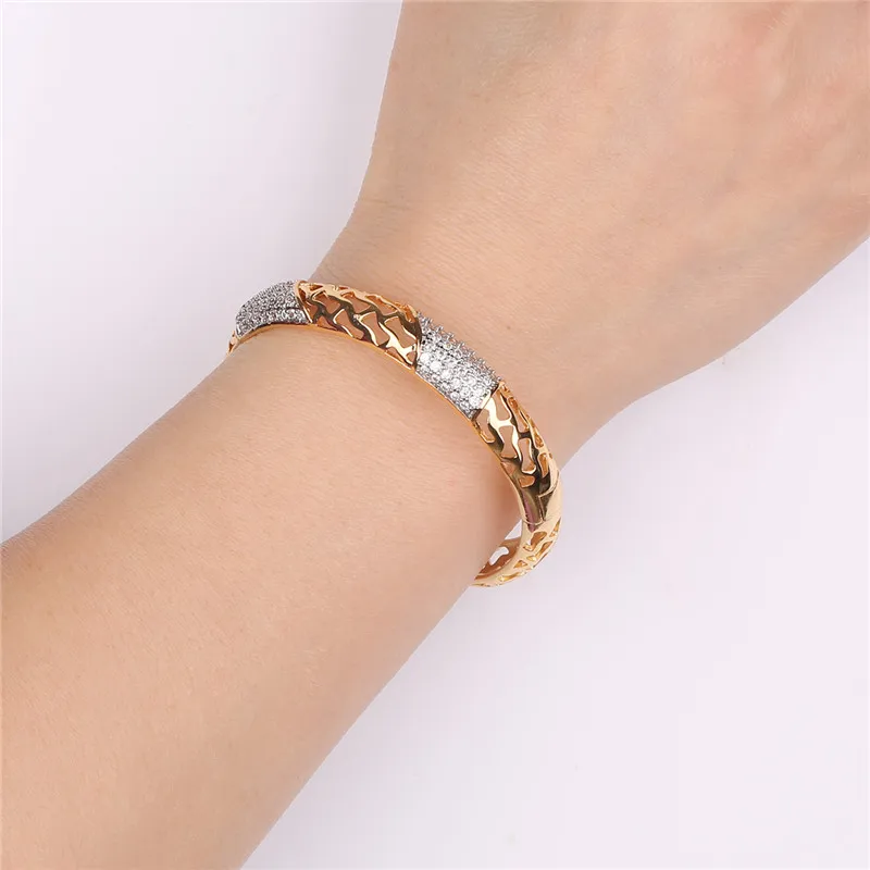 GULICX женский модный свадебный Кристалл золотого цвета браслет и браслеты для