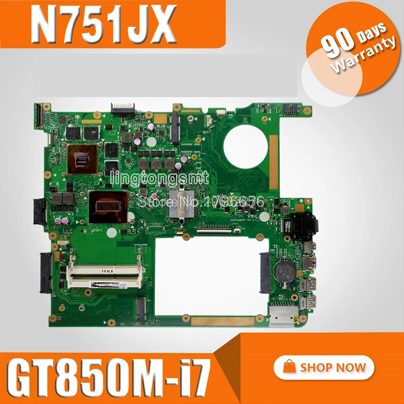 

N751JX материнская плата для ноутбука For Asus N751JX N751J N751 тест оригинальная материнская плата I7-4710HQ GTX850M-4G EDP