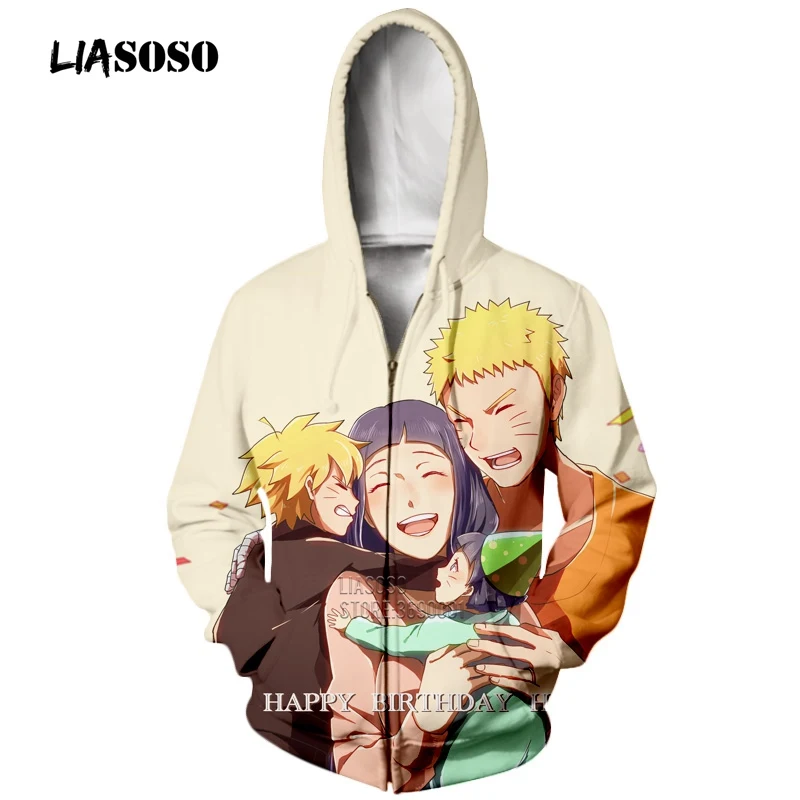 8 LIASOSO 3D принт унисекс аниме Наруто Узумаки Наруто Hyuga Хината толстовки с капюшоном кофты куртка на молнии Harajuku топы X2290 - Цвет: 8
