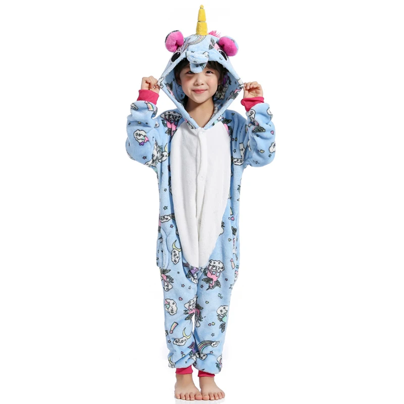 Детская фланелевая мягкая зимняя пижама в виде единорога Kugurumi детская одежда для