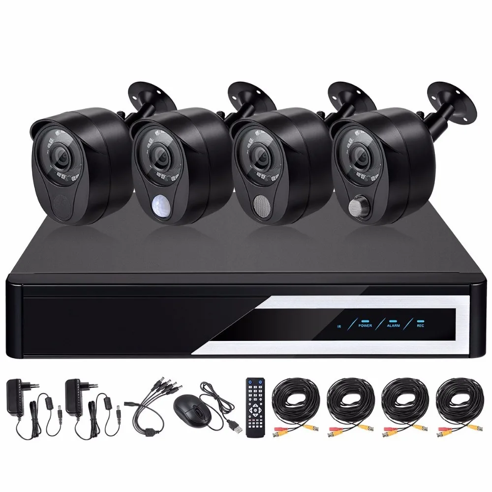 Умная DVR система безопасности CCTV 4CH 1080N + 4 шт. AHD камера с функцией ночного