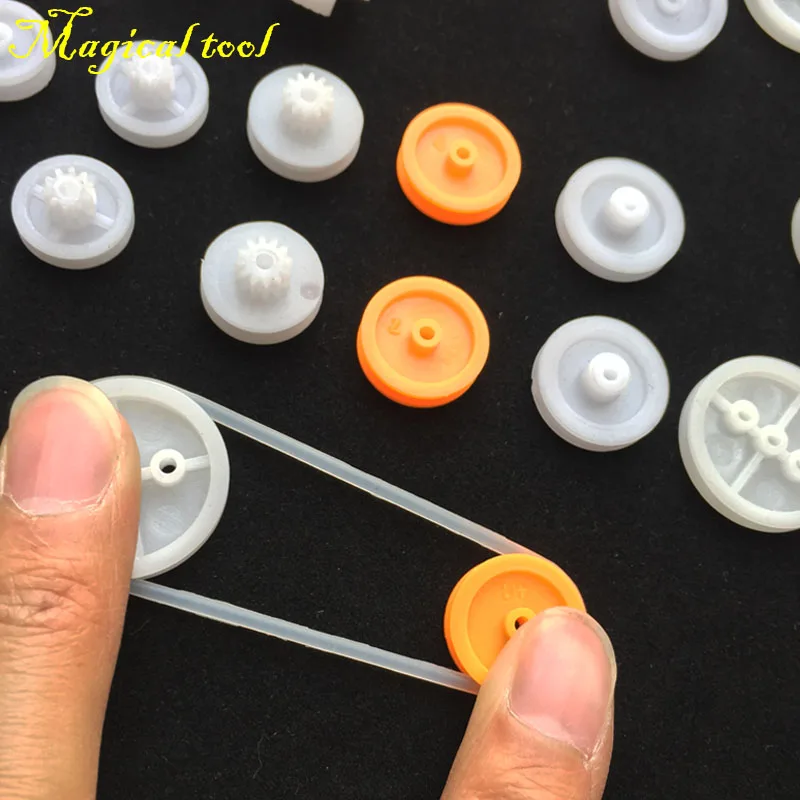 Набор пластиковых колесных комплектов сделай сам 40 шт. шкив с ремнем Резиновая