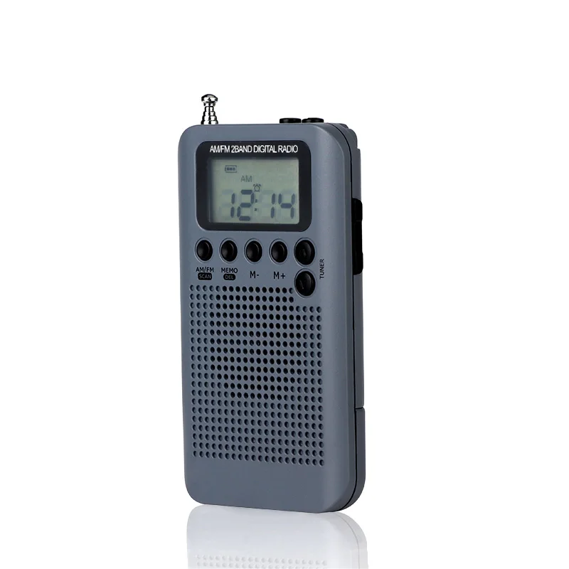 HRD104 Gray FM/AM Полнодиапазонный многодиапазонный стерео цифровой тюнер полноволновой диапазон приемник Мини радио антенна Встроенный динамик с наушником HRD-104 - Цвет: HRD104 Gray