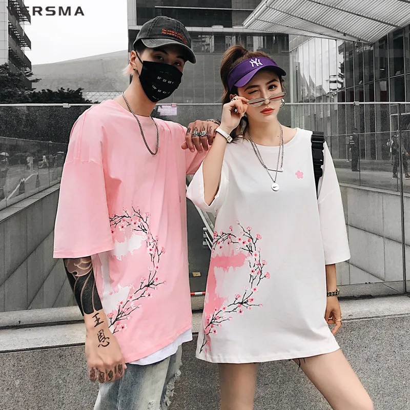 VERSMA 2019 японский Harajuku BF персик печатных футболка мужская женская летняя обувь в