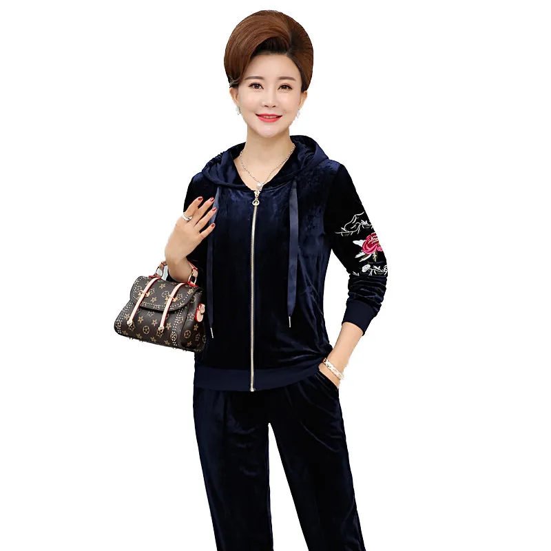 Осенние женские велюровые комплекты спортивных костюмов для девочек золотые