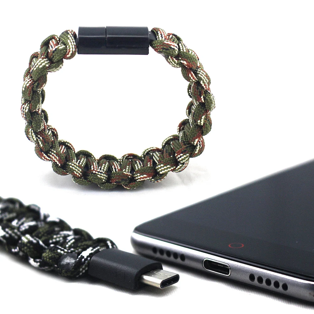 Браслет для выживания на природе плетеный Паракорд с USB кабелем типа C
