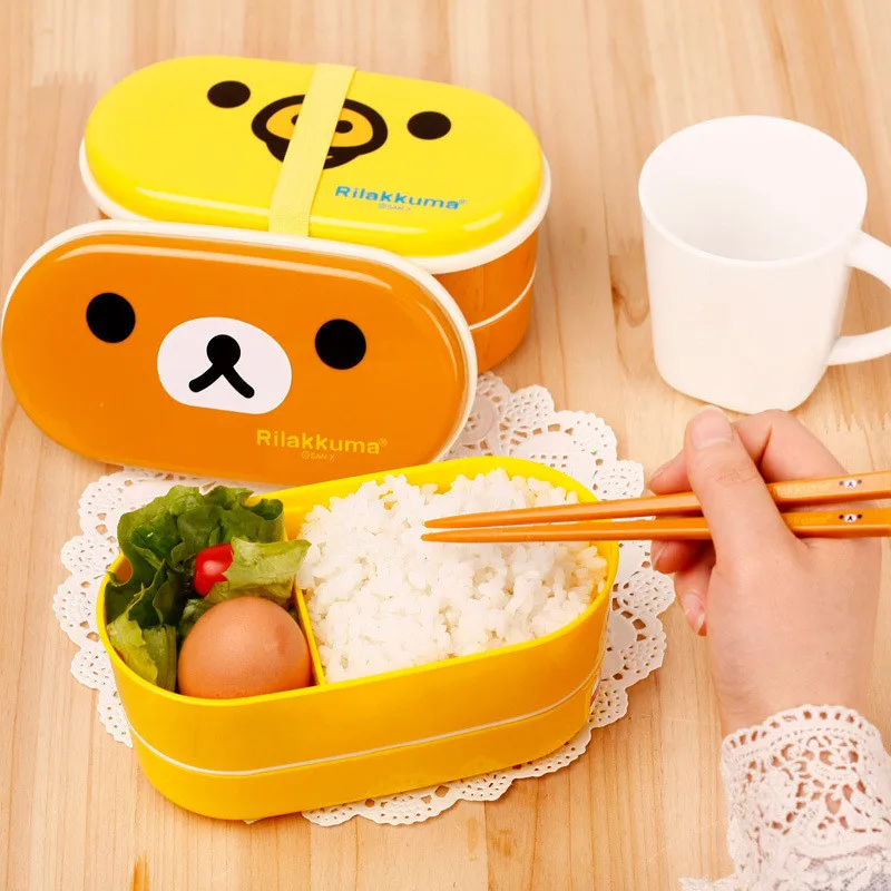 2 Слои модная одежда от бренда Rilakkuma Коробки для обедов Bento Портативный