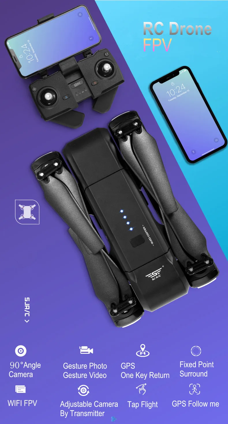Дрон SJ Z5 с камерой 1080P gps Дрон 2,4G/5G Wifi FPV удерживающий высоту Квадрокоптер следущий за мной Радиоуправляемый квадрокоптер vs E58 X12 XS812