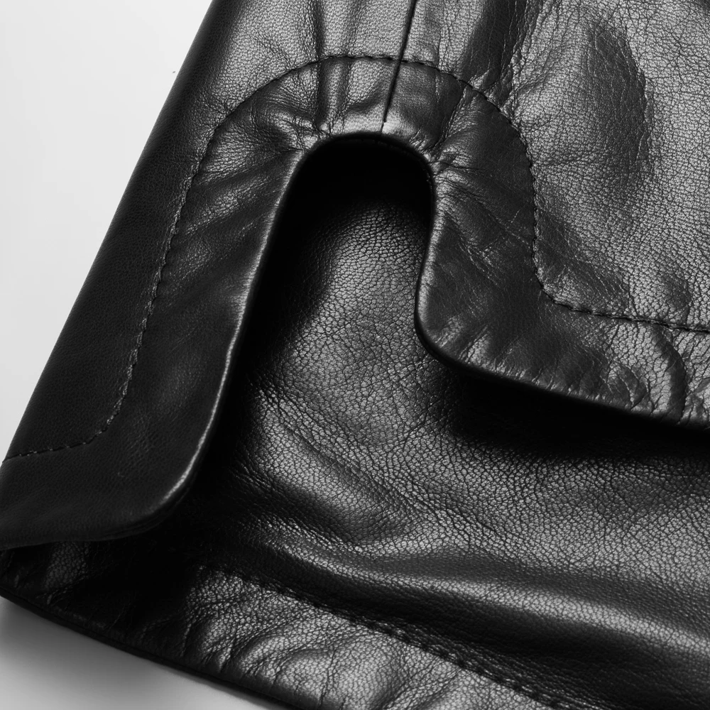 Мужская кожаная куртка из настоящей овечьей шерсти формальная верхняя одежда