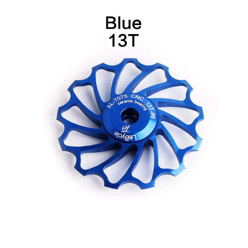 13T-blue LeBycle 11T 13T 15T MTB задний переключатель Jockey колесный керамический подшипник шкив AL7075 CNC направляющий ролик для дорожного велосипеда 4 мм 5 мм 6 - Цвет: 13T-blue