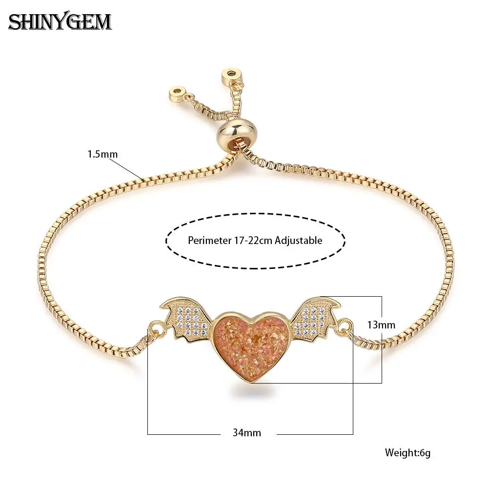 Женские очаровательные браслеты ShinyGem Little Devil с милым сердечком из натурального