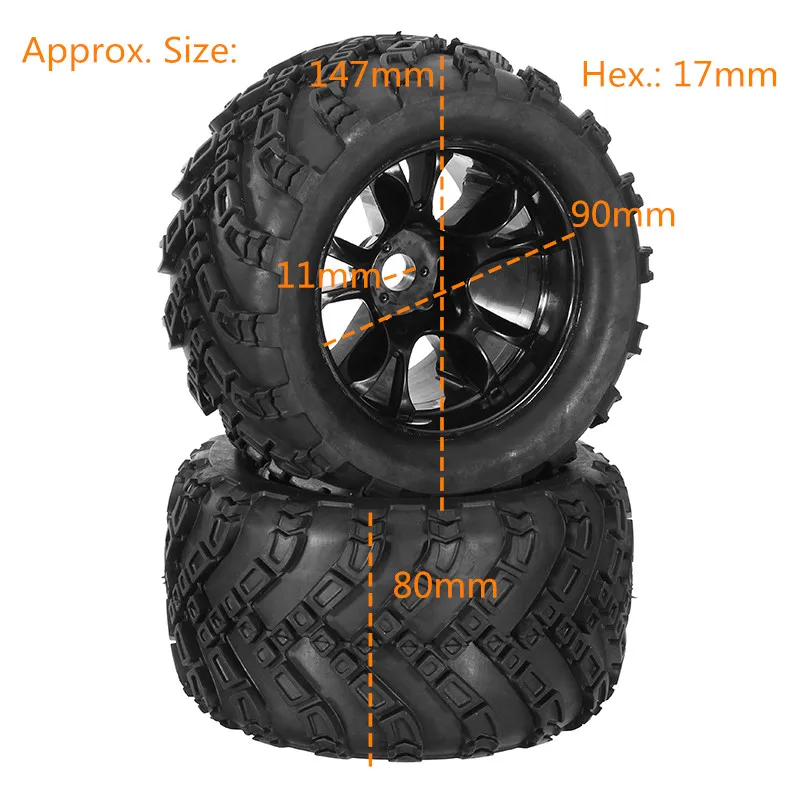 

DHK Hobby 8384-001 Wheel Tire Tyre Rim Complete 2pcs 1/8 8384 Zombie 8E RC Car Part