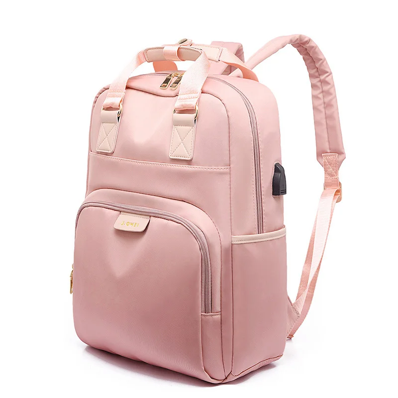Розовый 14, 15, 15,4, 15,6 дюймов, с интерфейсом USB, водонепроницаемые сумки для ноутбуков, сумки для ноутбуков, рюкзак, чехол для мужчин, женщин, для школы, путешествий - Цвет: Розовый