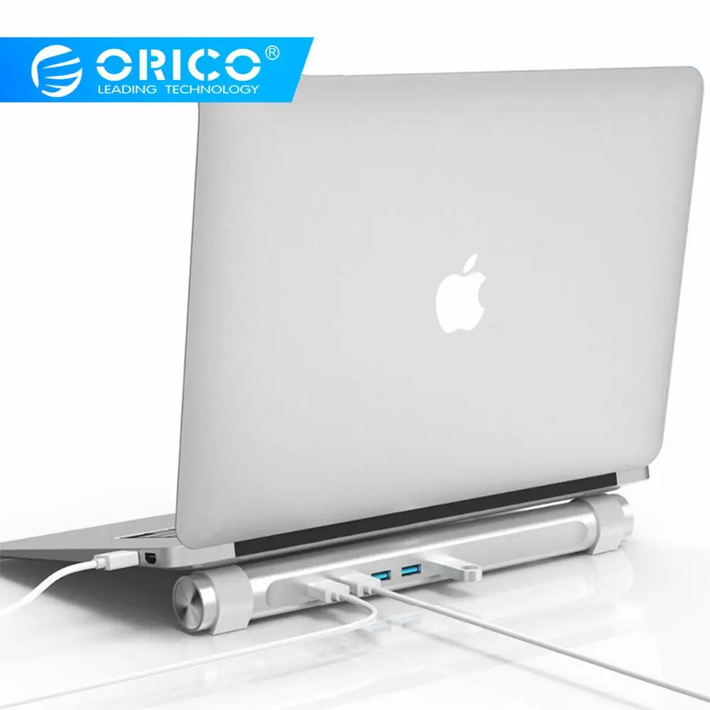 ORICO USB 3,0 концентратор с держателем для ноутбука, функция ABS, Круглый, 4 порта, концентратор для Apple, ноутбука MAC, идеально серебристый usb-разветвитель