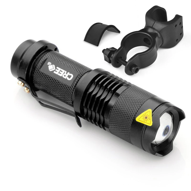 For camp outdoor fun sports mountain bike bicycle light CREE Q5 LED flashlight Torch Zoomable Spotlight +bracket holder Freeship | Спорт и