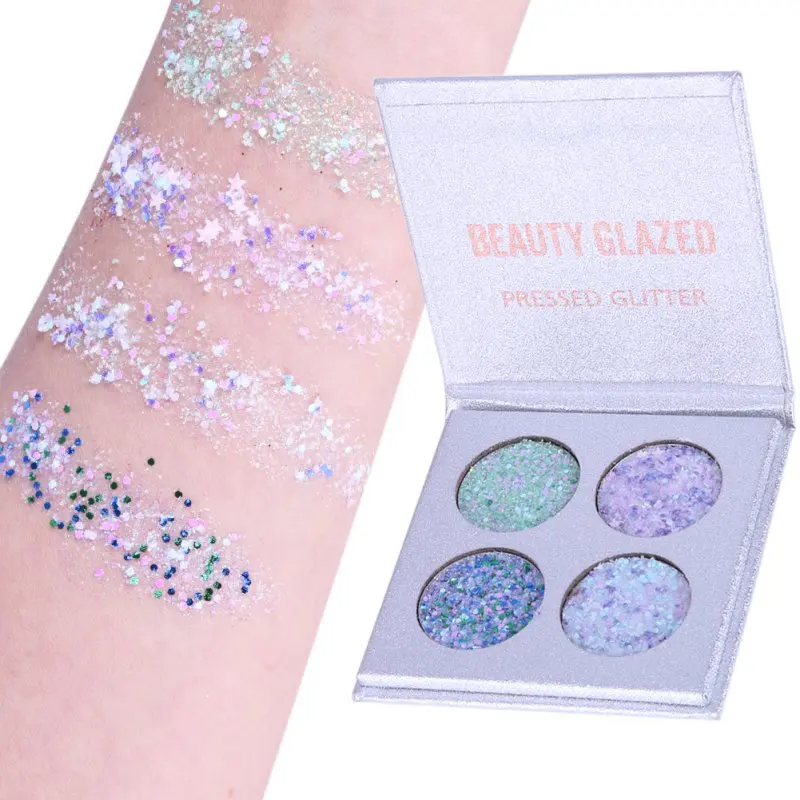 Женские глазурованные 4 Цвета Палитра теней для век матовый Алмазный Блеск Foiled