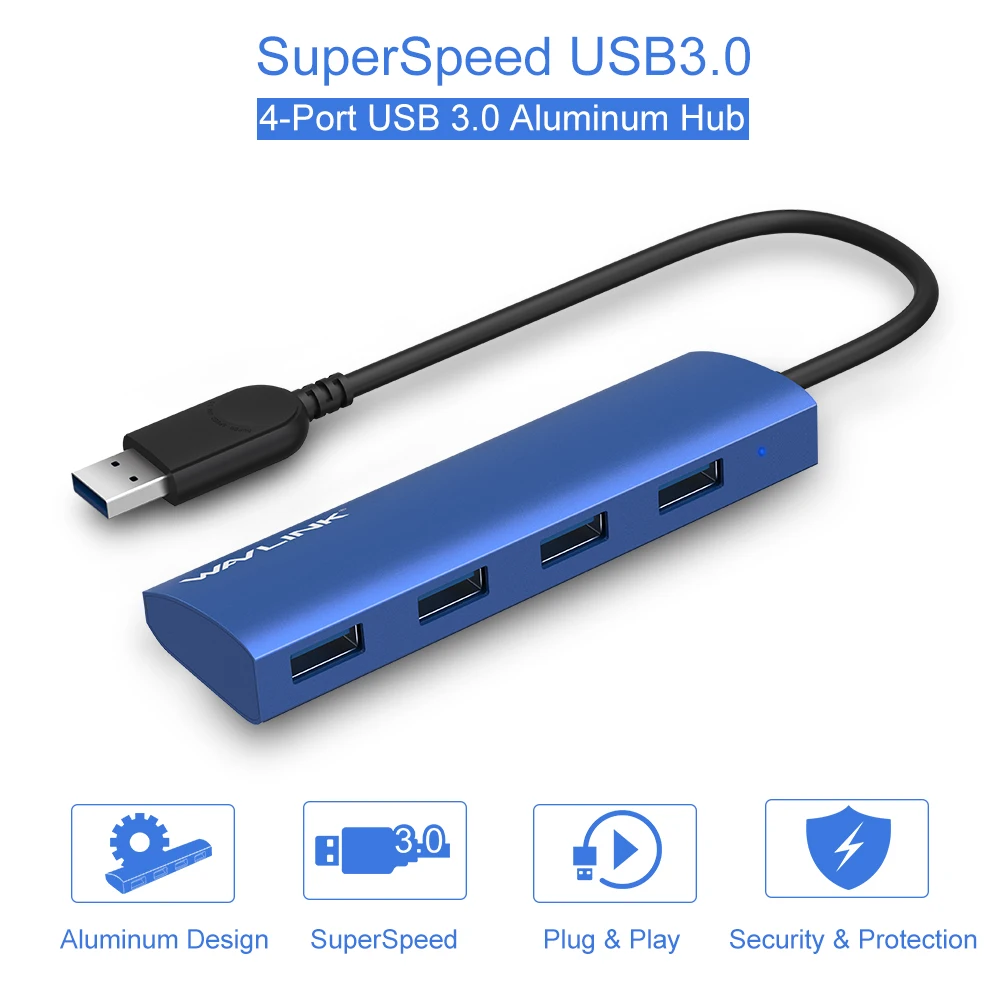 Wavlink Mini 4-Порты и разъёмы USB 3,0 концентратор планшет HUB адаптер компактный Алюминий удлинитель USB 5 Гбит/с, для использования в PC и ультратонких ноутбуках Macbook Pro usb c концентратор USB