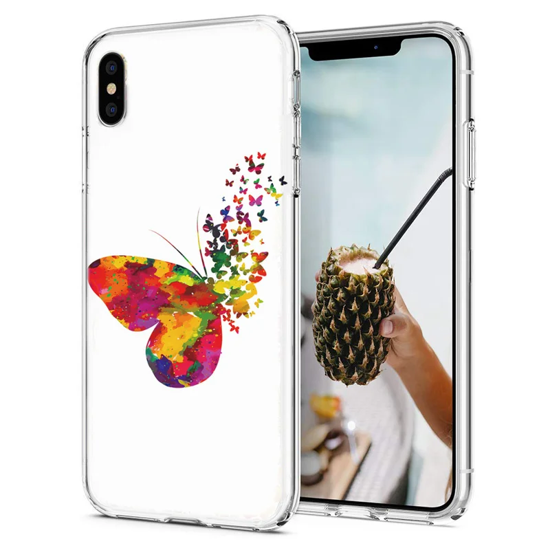 Soft Phone Case For iPhone X XS XR Covers TPU Colorful landscape leaf Drawing Pattern Fundas iPhone6 Max M047 |