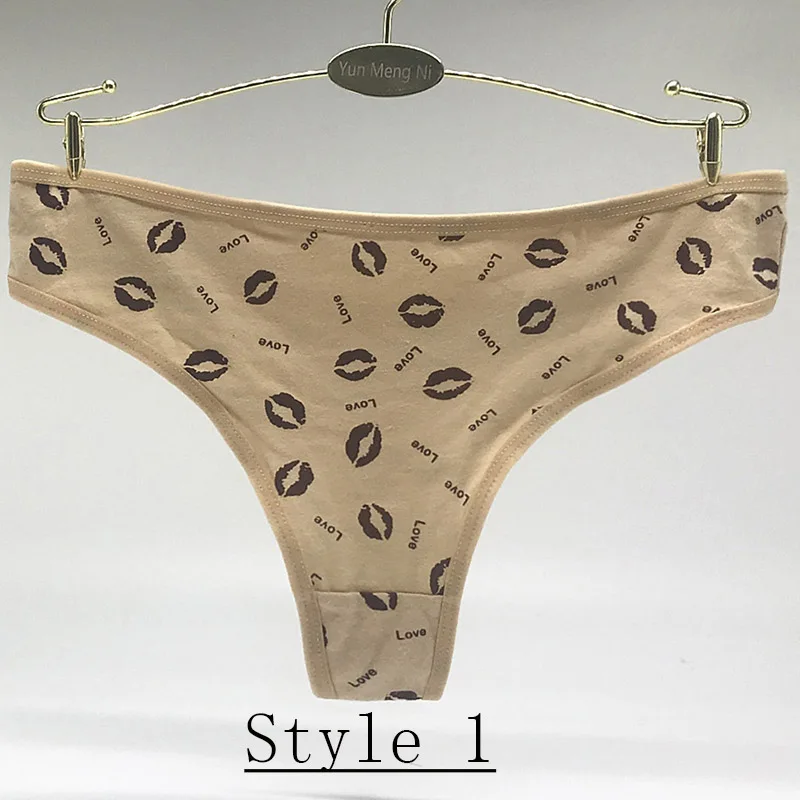 Style 1 1 шт., женские стринги и стринги с рисунком губ, модные Соблазнительные розовые сексуальные комфортные трусики из «дышащей» ткани, хлопковое нижнее белье для женщин - Цвет: Style 1