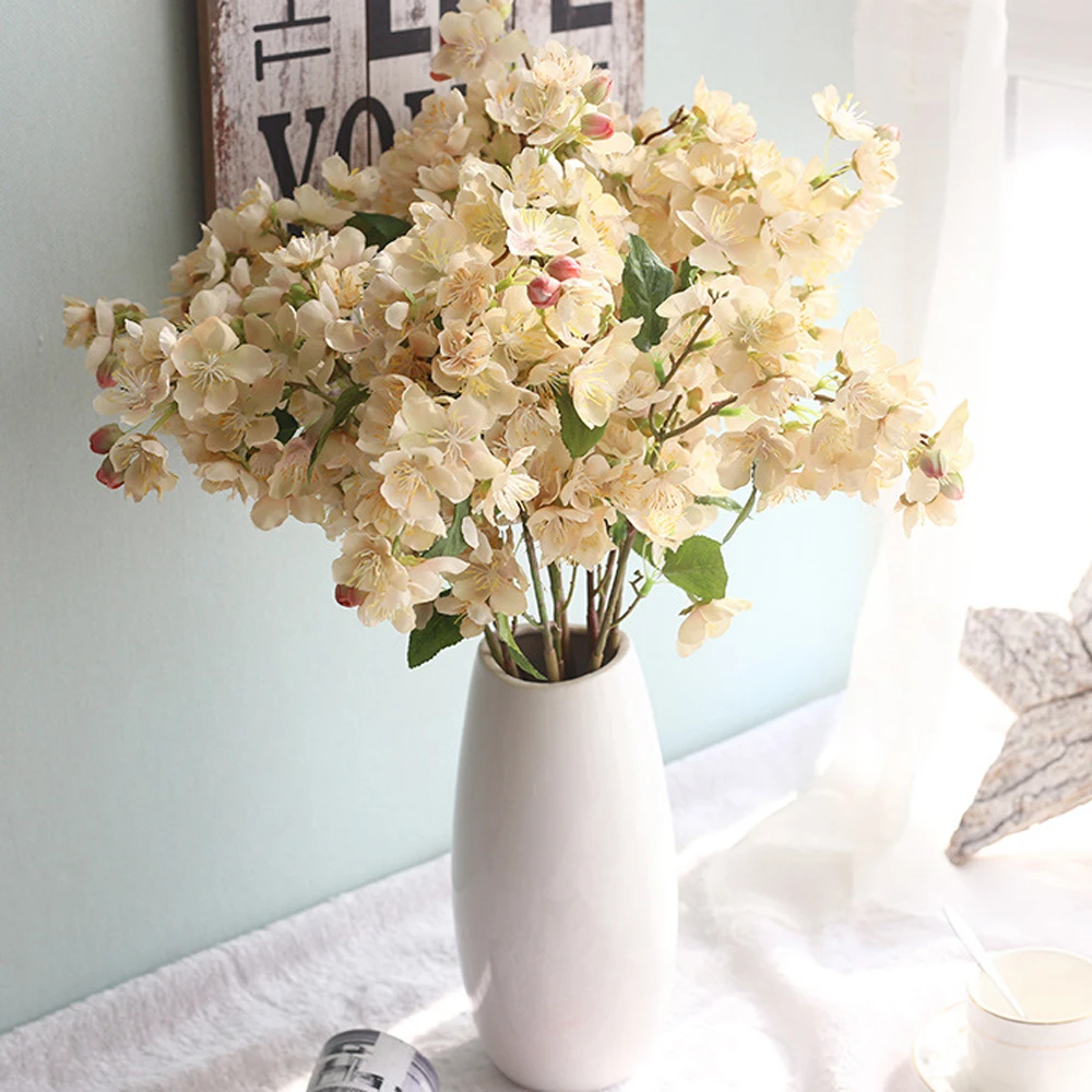 1 шт. искусственный букет персик цветение сливы цветущая вишня многоцветный