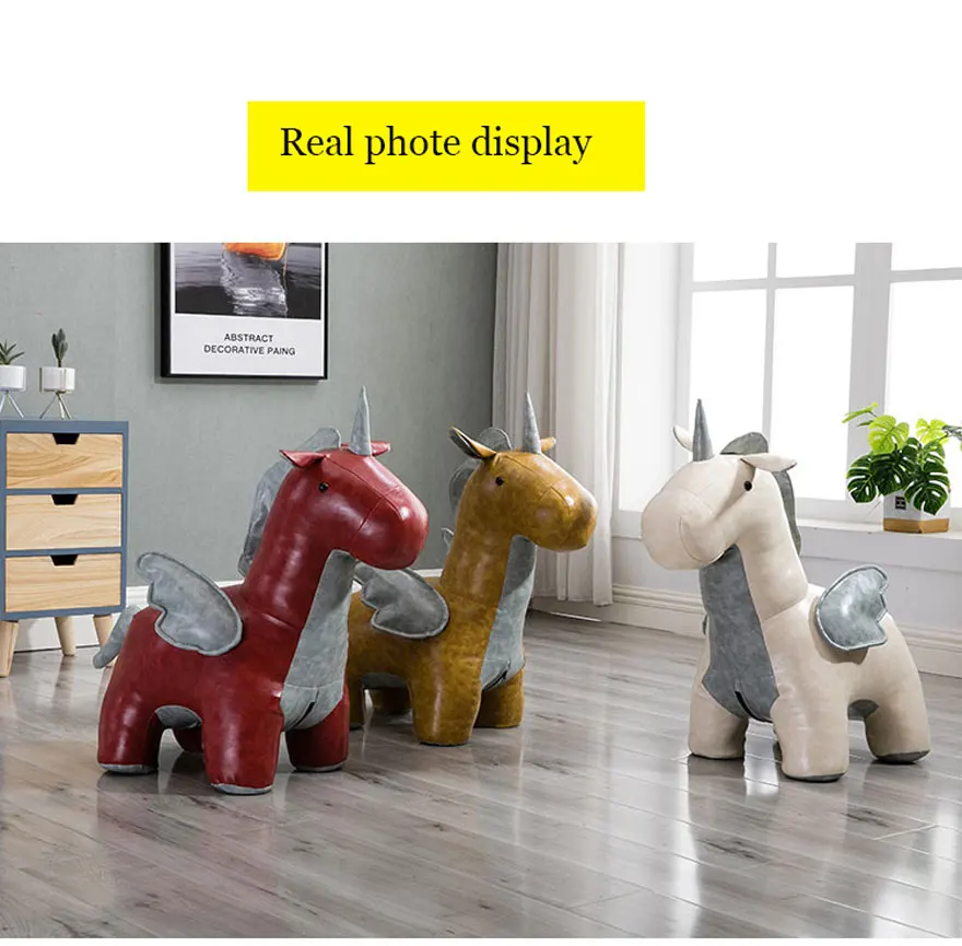 Muebles De Madera стул в виде пони из синтетической кожи табурет Pufe стул для креативного праздника подарок диван Единорог животное обувь
