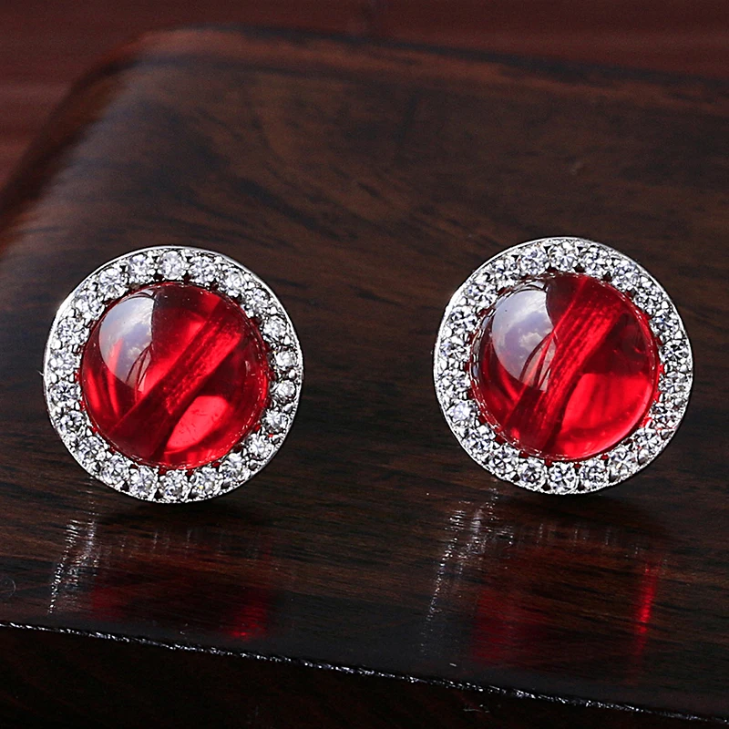 Женские серьги гвоздики из натурального сердолика Винтажные Ювелирные изделия