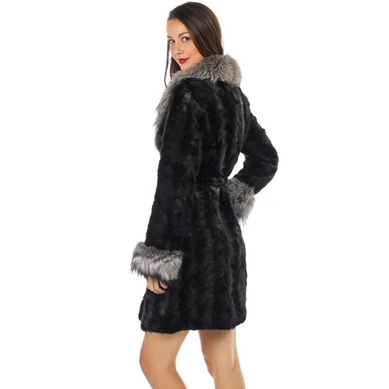 TOPFUR 2021 New Fashion Winter Female Long Coats Real Fur Coat For Women Black Natural Mink Fur Outerwear & Coats Basic Jackets