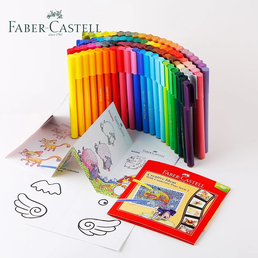 Faber Castell 40 Цвета художественный маркер волокна-акварельные Разъем ручка балетки жестяная коробка для детей подарок игры картина, черчения