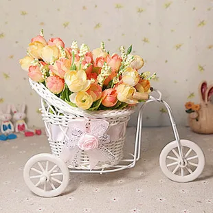 Floace ротанга трицикл искусственный цветок Шелковый цветок набор домашний декор стол для столовой комнаты подарок свадебное украшение- FL140079 - Цвет: A Orange