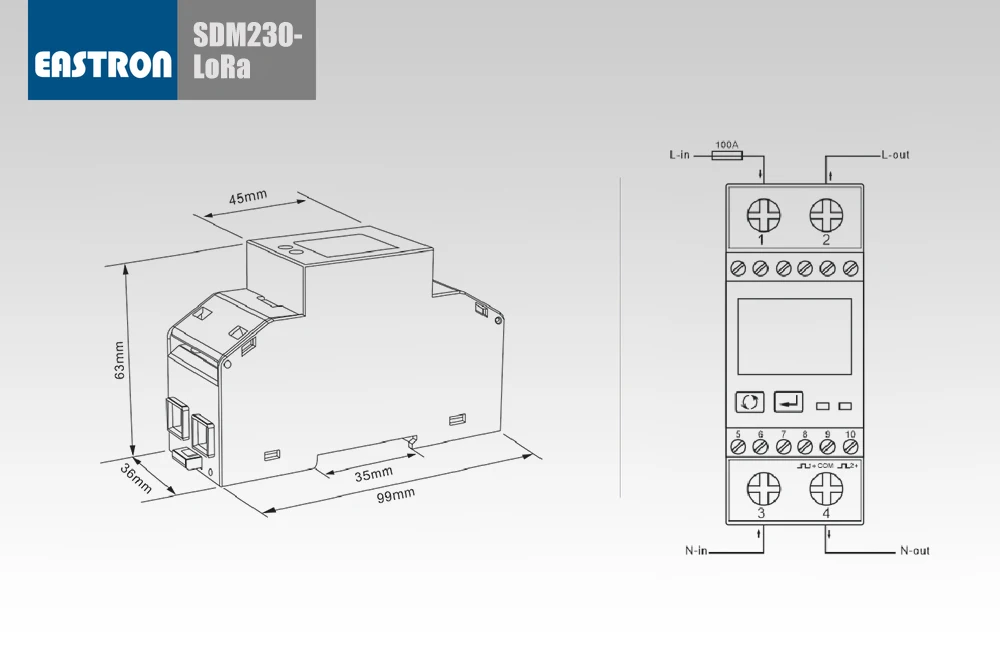 SDM230-LORA 230V Singe фазовый loramesh Беспроводной многофункциональный счетчик электроэнергии для AMR раствор
