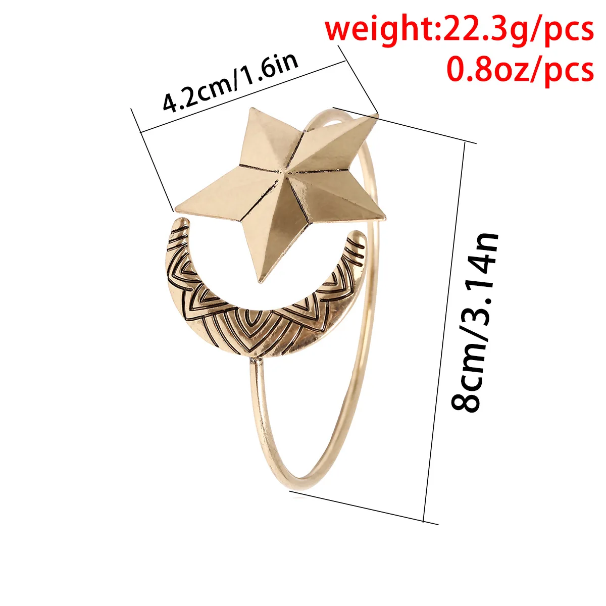 Женский винтажный браслет Anise с большой звездой и Луной|Браслеты| |