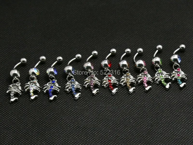 Подвеска в виде скорпиона кольцо для живота 10 шт. разные цвета хирургическая