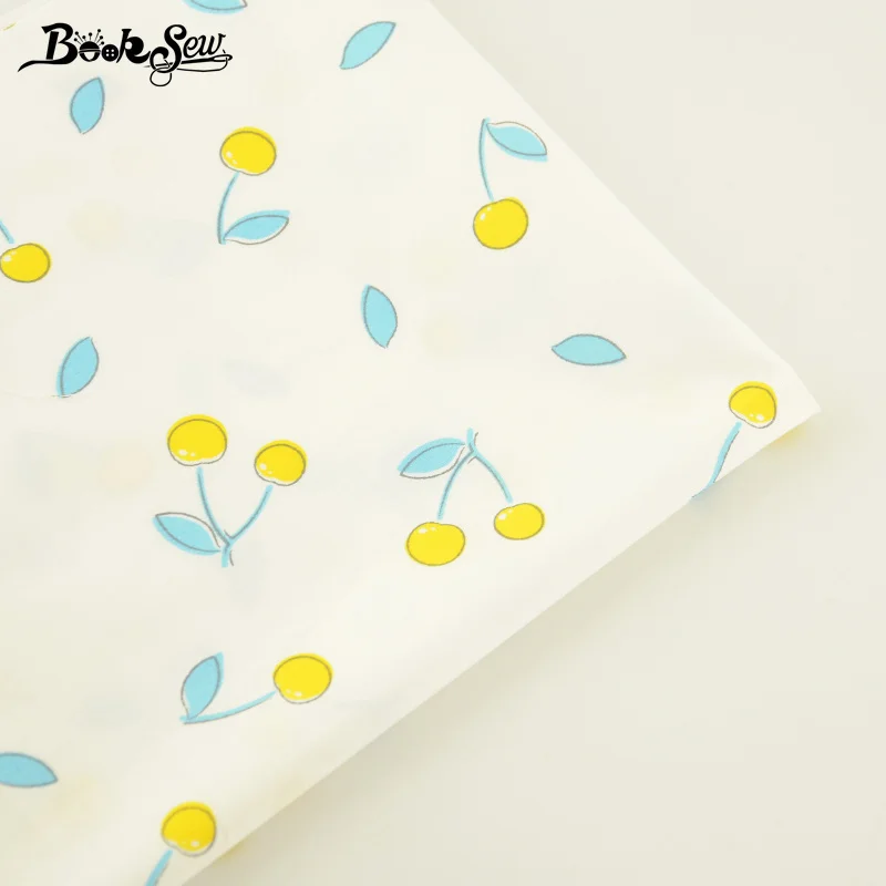 Booksew 100% хлопок саржа Ткань желтый Черрис узор Текстиль для дома Материал кровать