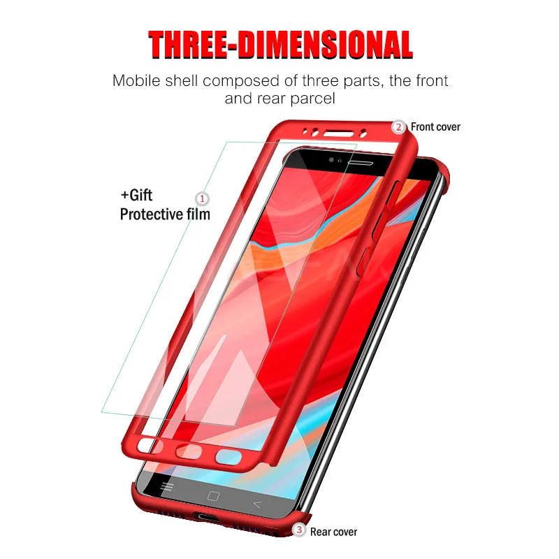 Luxury 360 Degree Protection Full Cover Phone Case for Xiaomi Redmi Note 4 4X Shockproof Global Glass |
