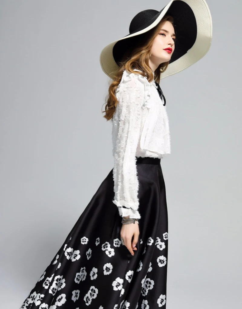 Элегантные модные женские комплекты из двух предметов белая шифоновая блузка с