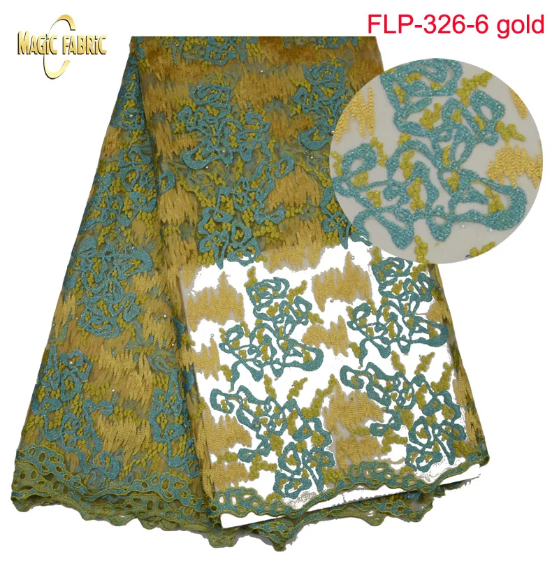 

New Arrival High Quality African French net Lace Fabric With BeadsTulle Lace Fabric For party FLP-326
