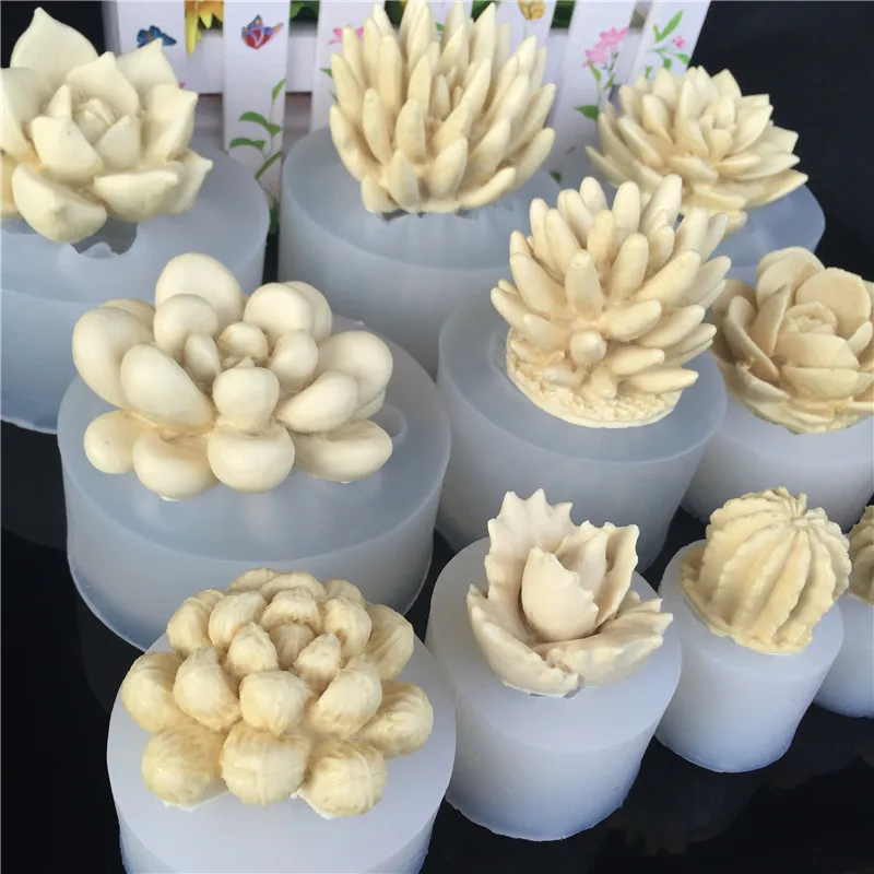 Ручной работы 3D Мути-мясные растения силиконовые формы для мыла Свеча в форме цветка формы для выпечки инструменты для украшения свадебного торта